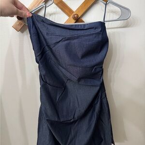 Elegant Navy Blue Strapless Dress